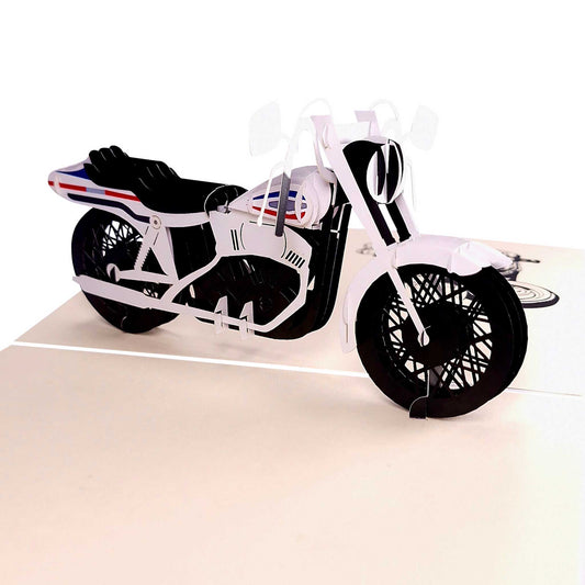 3D üdvözlőlap - Motorkerékpár (fehér)