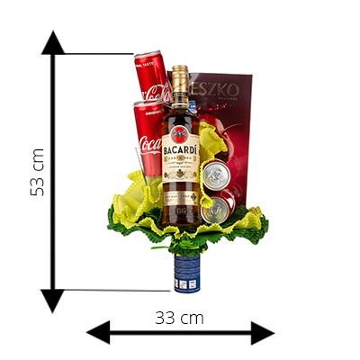 Ajándékcsokor – Cuba Libre Cocktail Set – a csokor magassága és szélessége