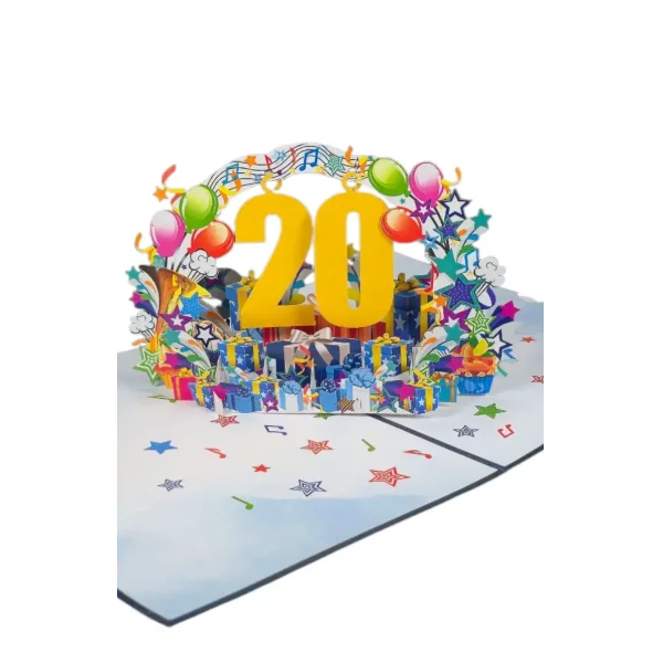 3D üdvözlőlap – 20-as szám (kék)