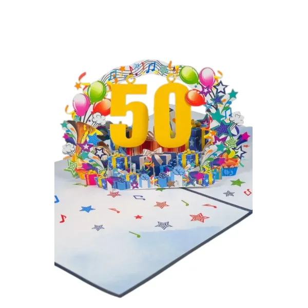 3D üdvözlőlap – 50-es szám (kék)