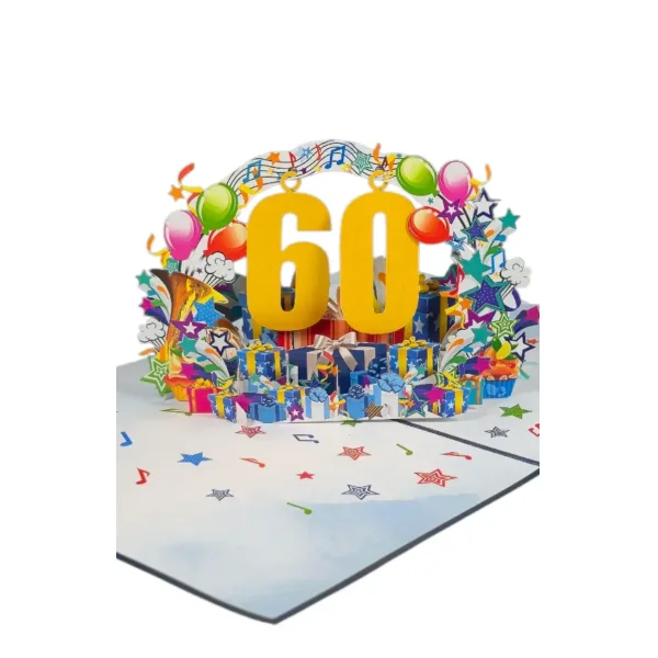 3D üdvözlőlap – 60-as szám (kék)