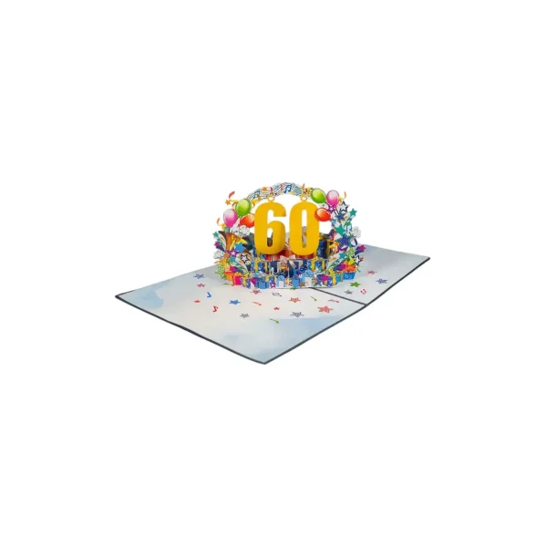 3D üdvözlőlap – 60-as szám (kék)