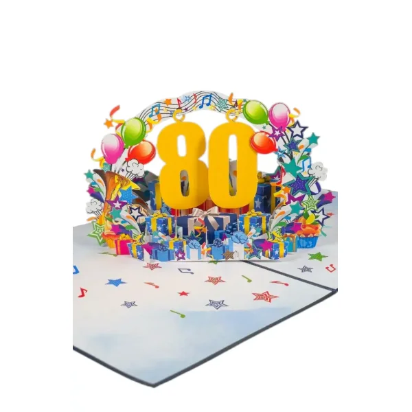 3D üdvözlőlap – 80-as szám (kék)