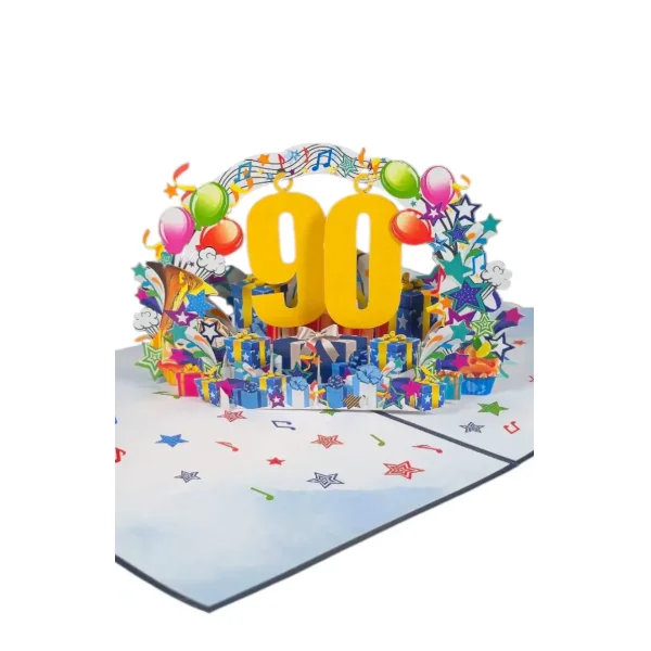 3D üdvözlőlap – 90-es szám (kék)