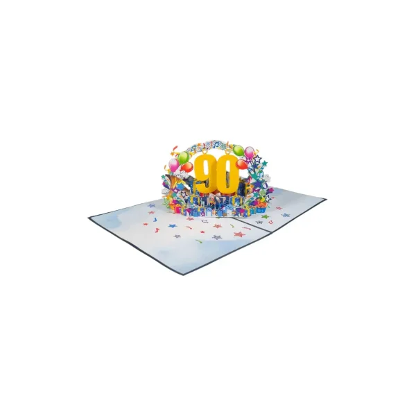 3D üdvözlőlap – 90-es szám (kék)