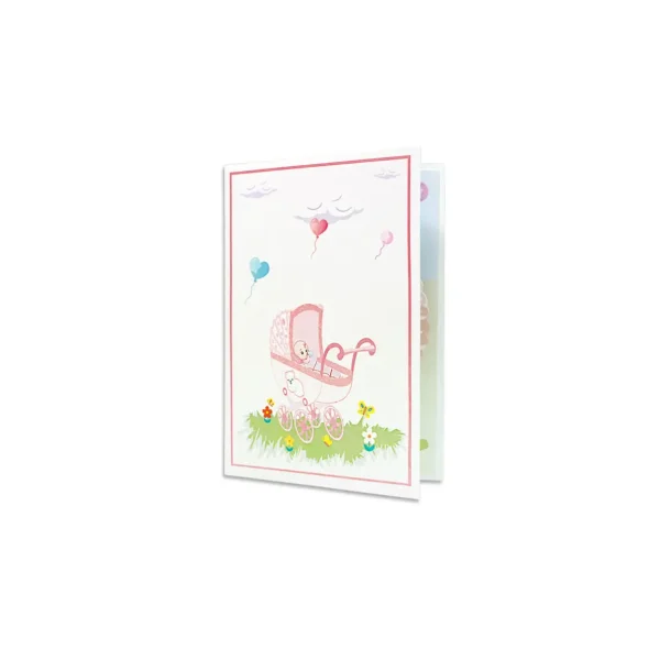 kocarek_s_miminkem_holka_cover.webp 3D üdvözlőlap – Babakocsi kisbabával (lány)