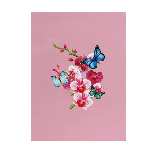 3D üdvözlőlap - Orchidea és pillangók