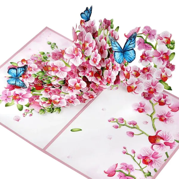 3D üdvözlőlap - Orchidea és pillangók