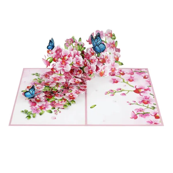 3D üdvözlőlap - Orchidea és pillangók