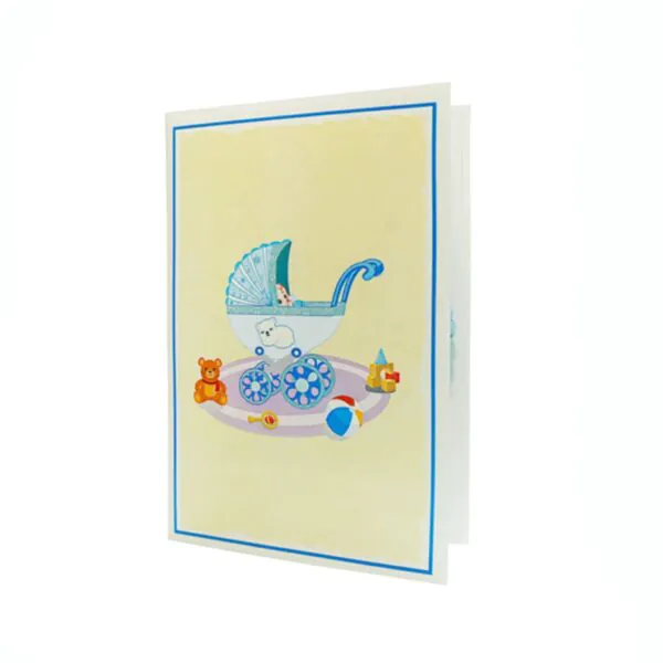 3D üdvözlőlap - Kék babakocsi