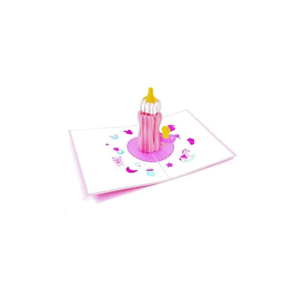 3D üdvözlőlap - Cumisüveg (lány)
