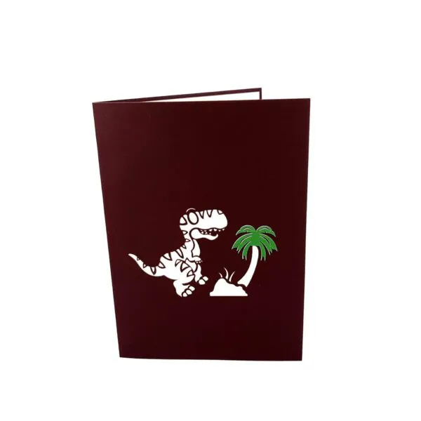 3D üdvözlőlap - Dinoszaurusz és pálmafa