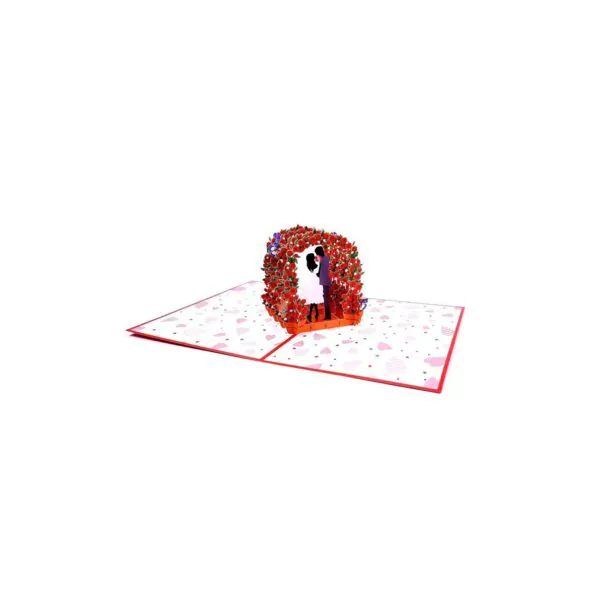 3D üdvözlőlap - Szerelmes pár rózsaív alatt