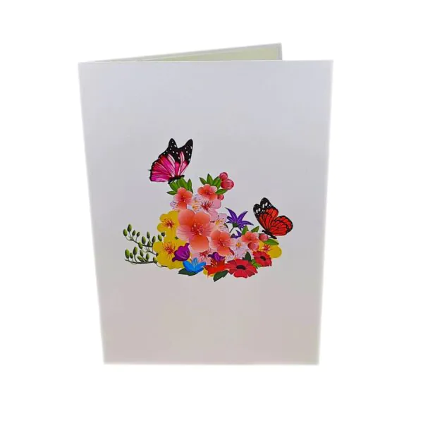 3D üdvözlőlap - Pillangók a virágokon