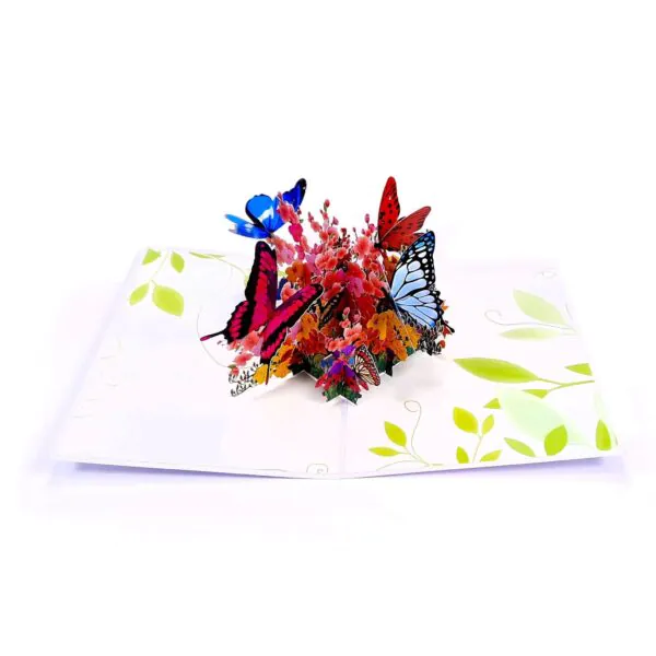 3D üdvözlőlap - Pillangók a virágokon