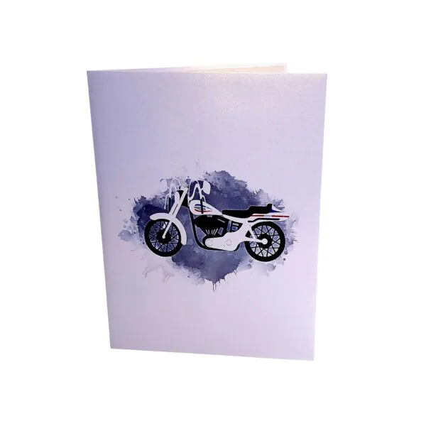 3D üdvözlőlap - Motorkerékpár (fehér)