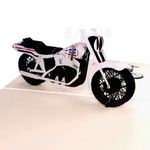 3D üdvözlőlap - Motorkerékpár (fehér)
