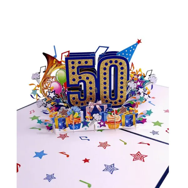 3D üdvözlőlap - 50-es szám (kék)