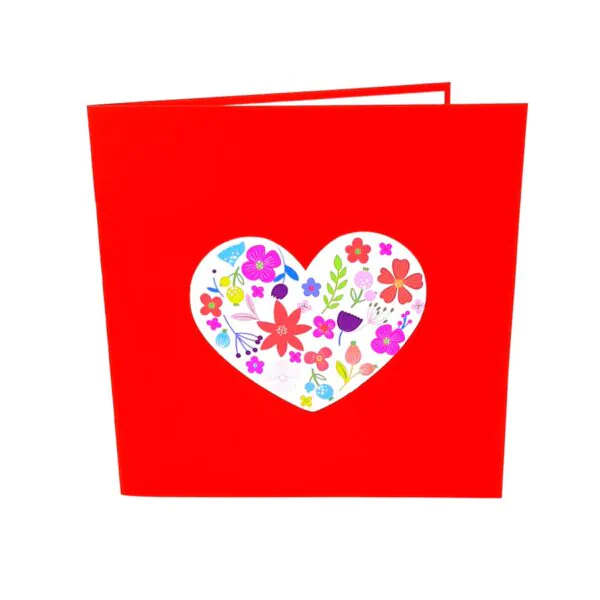 3D üdvözlőlap - Virág szív