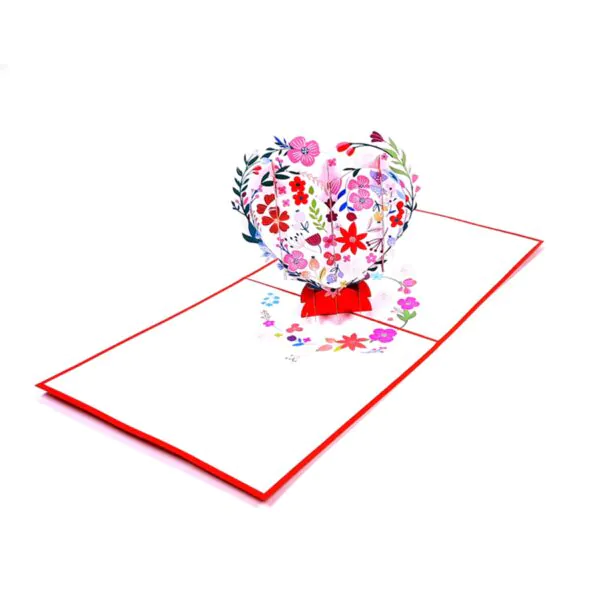 3D üdvözlőlap - Virág szív