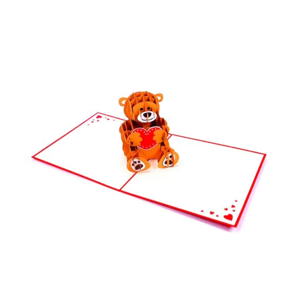 3D üdvözlőlap - Plüssmackó szívvel
