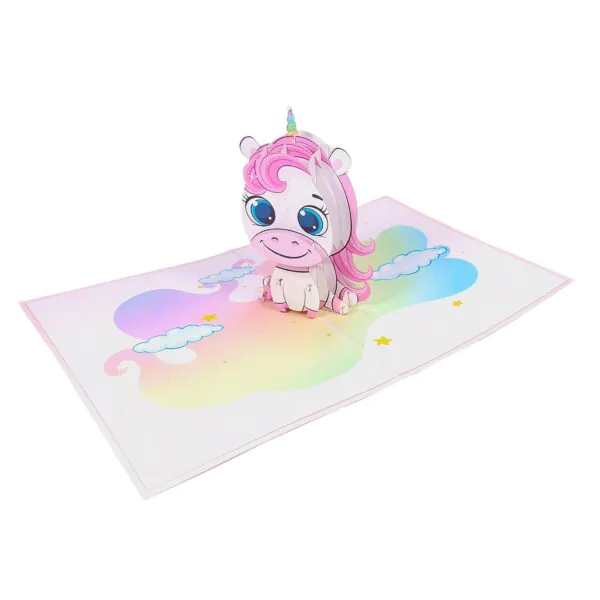 3D üdvözlőlap - Aranyos unikornis