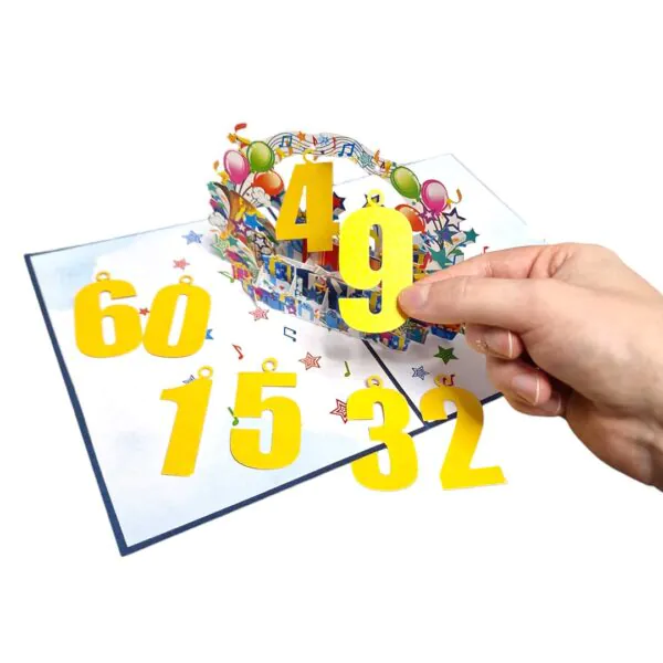 3D üdvözlőlap - Váltható számok (kék)