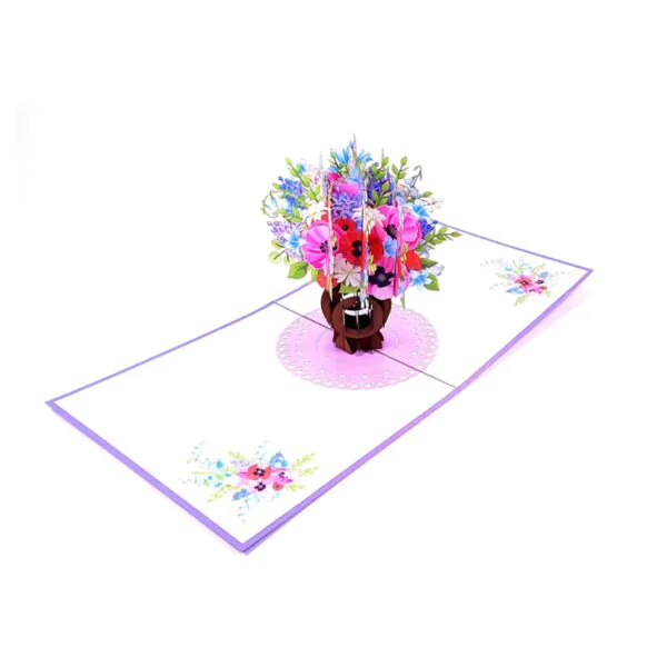 3D üdvözlőlap - Váza árvácskákkal