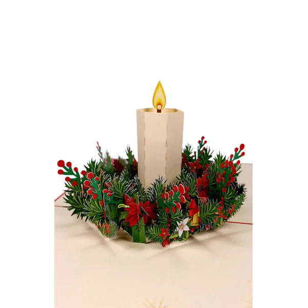3D üdvözlőlap – Adventi koszorú gyertyával