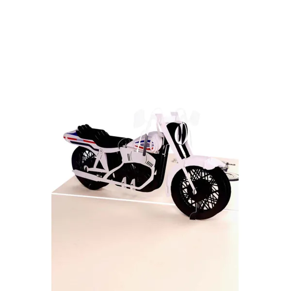3D üdvözlőlap – Motor (fehér)