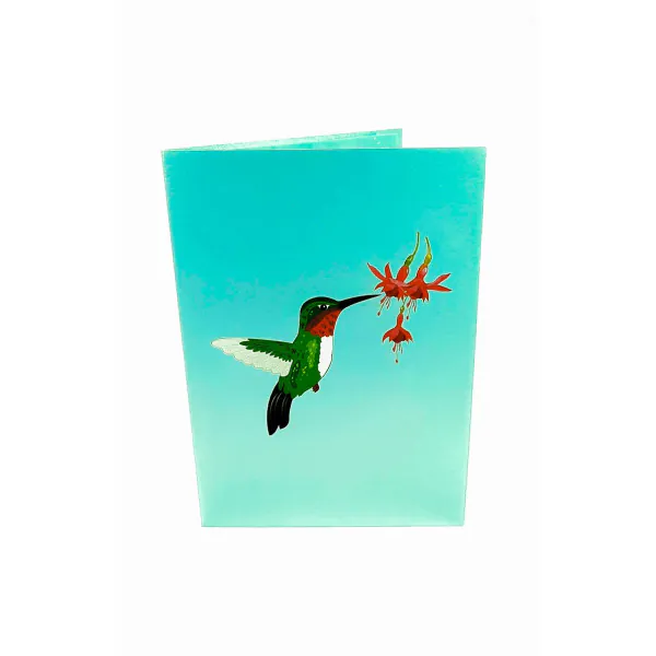 3D üdvözlőlap – Kolibri és hibiszkusz