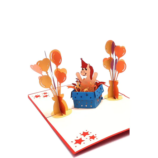 3D üdvözlőlap – Lovacska és lufik