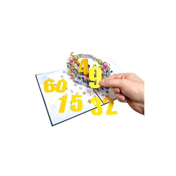 3D üdvözlőlap – Kék szám (állítható)