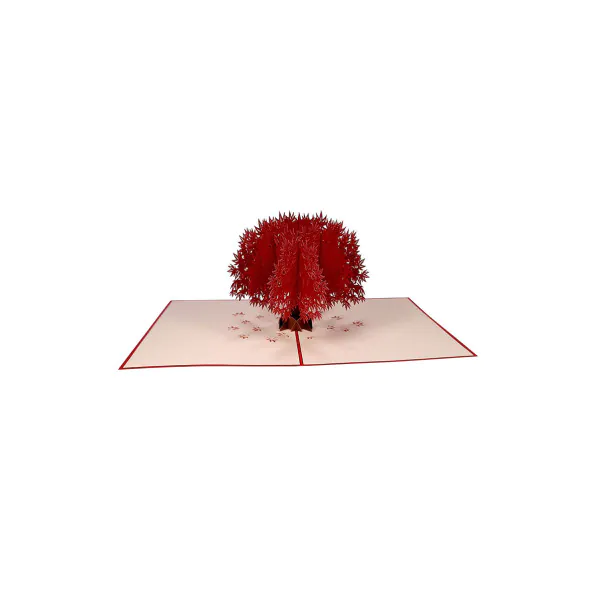 3D üdvözlőlap – Életfa (piros)