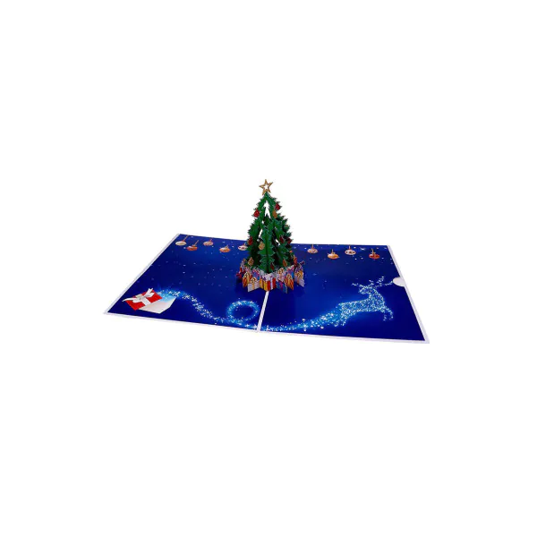 3D üdvözlőlap – Karácsonyfa arany csillaggal