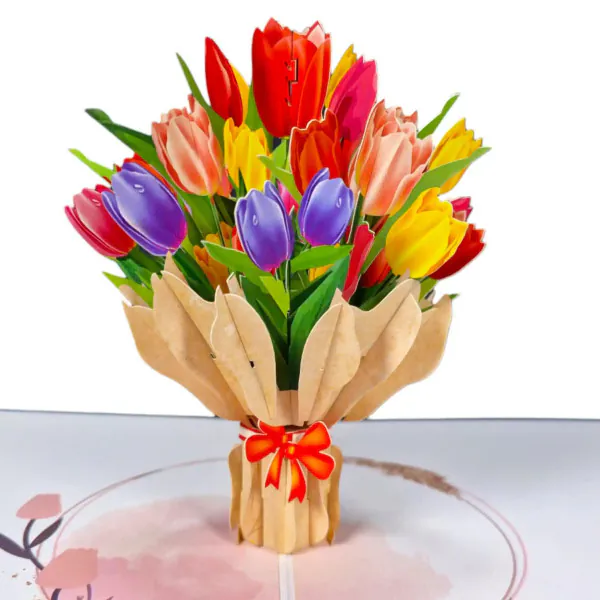 3D üdvözlőlap – Tulipáncsokor