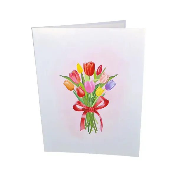 3D přání Kytice tulipánů 3D üdvözlőlap – Tulipáncsokor