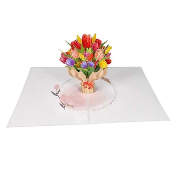 3D přání Kytice tulipánů 3D üdvözlőlap – Tulipáncsokor